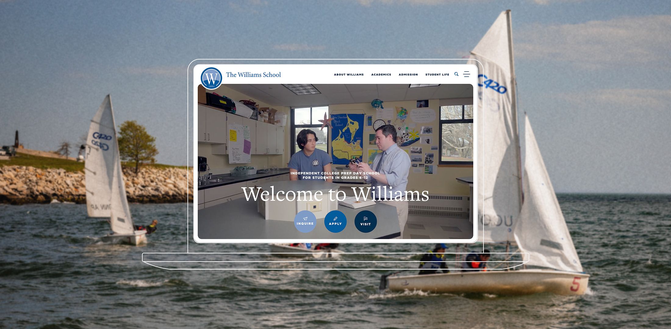 Alternate lead image for the Williams School site redesign, highlighting the school’s visual identity and branding for the online platform.