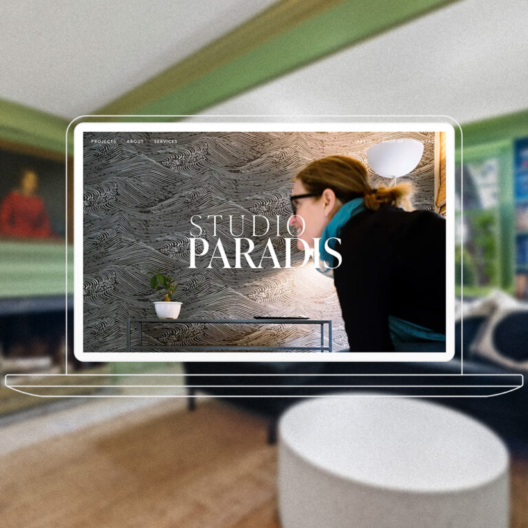 Featured lead image of Studio Paradis website, reflecting Caryn’s interior design expertise and website’s bold visual design.