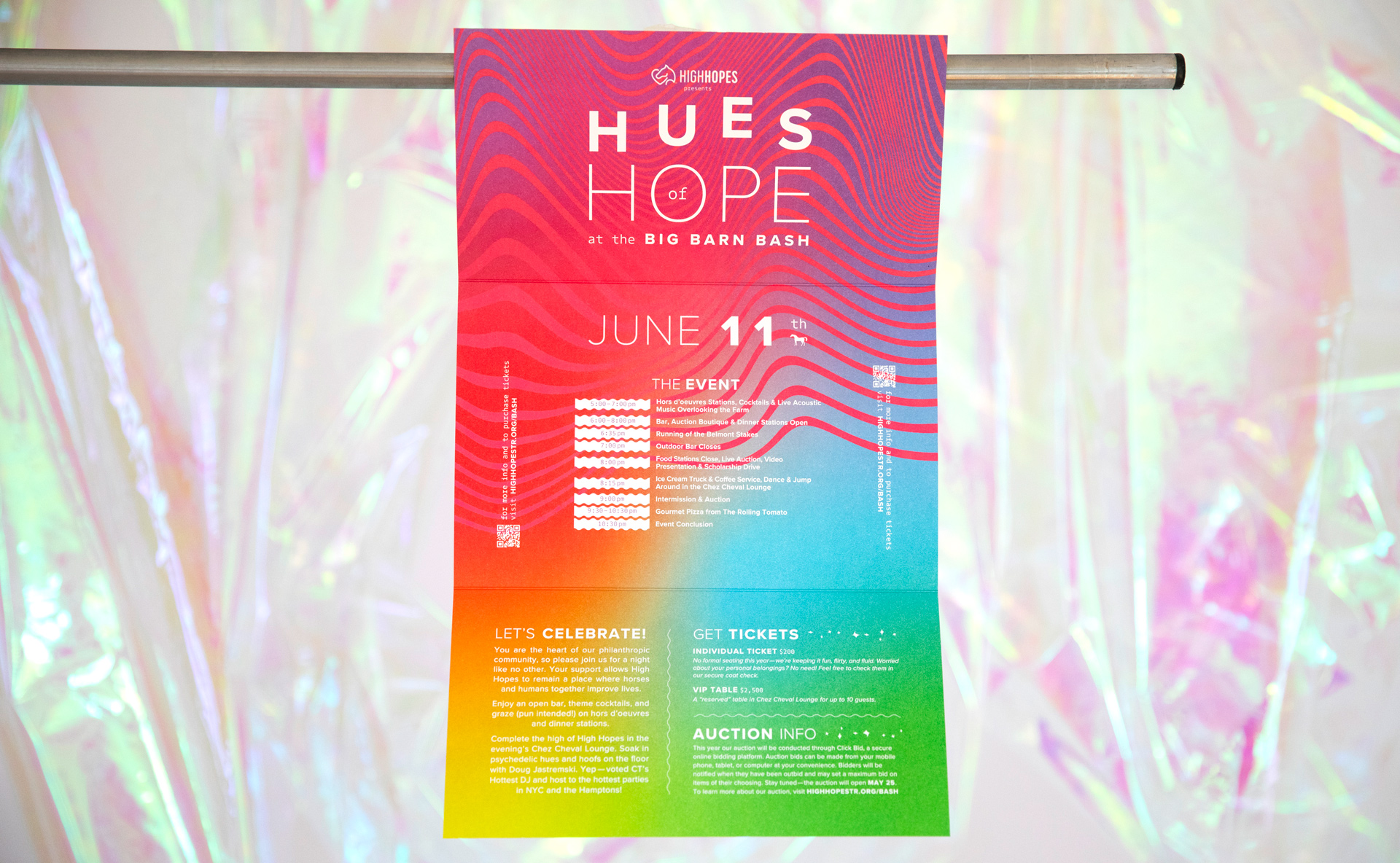 Close-up view of High Hopes 2022 gala branding with bold, vibrant design and layered visuals.