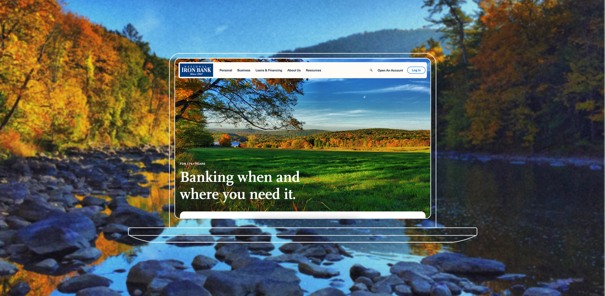 Lead image of National Iron Bank’s website with focus on clean, minimalistic design and strong brand visuals.